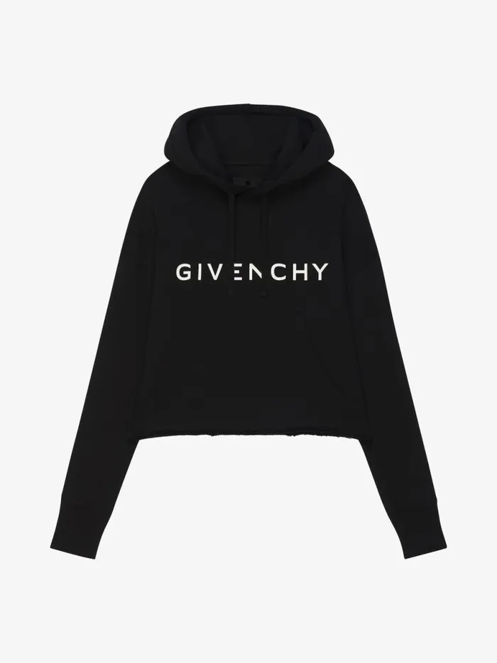 Women Sweatshirts and Hoodies Givenchy GIVENCHY Archetype Cropped Hoodie In Fleece Black