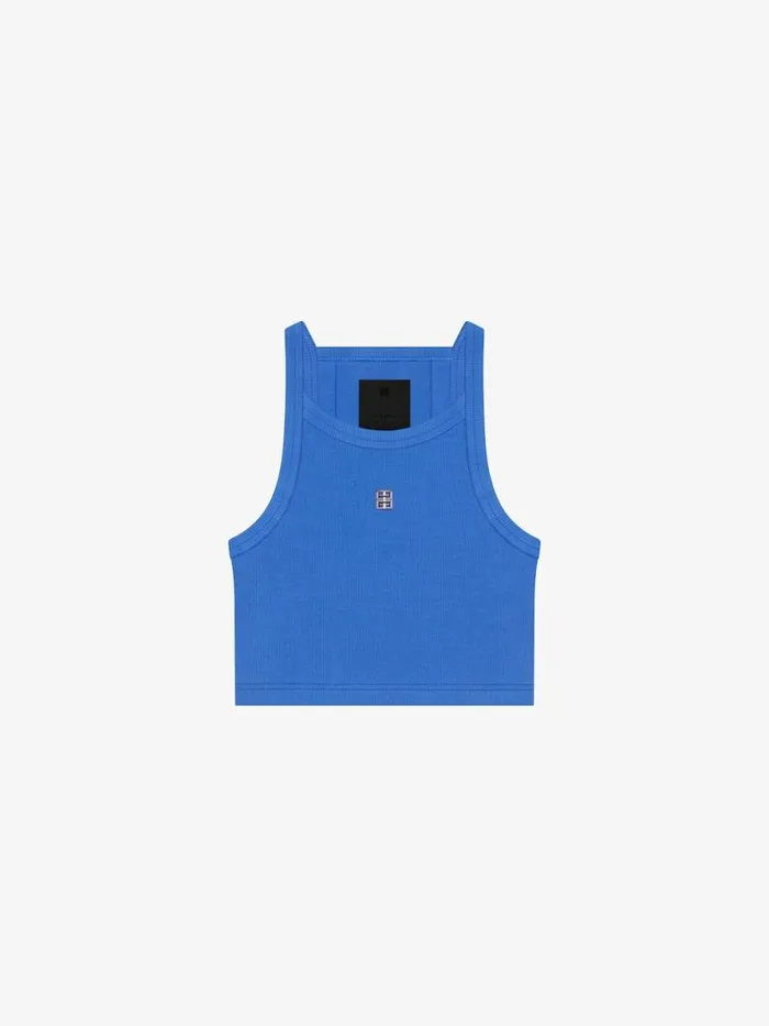 Women TShirts Givenchy Cropped Tank Top In Cotton With 4G Detail Iris Purple