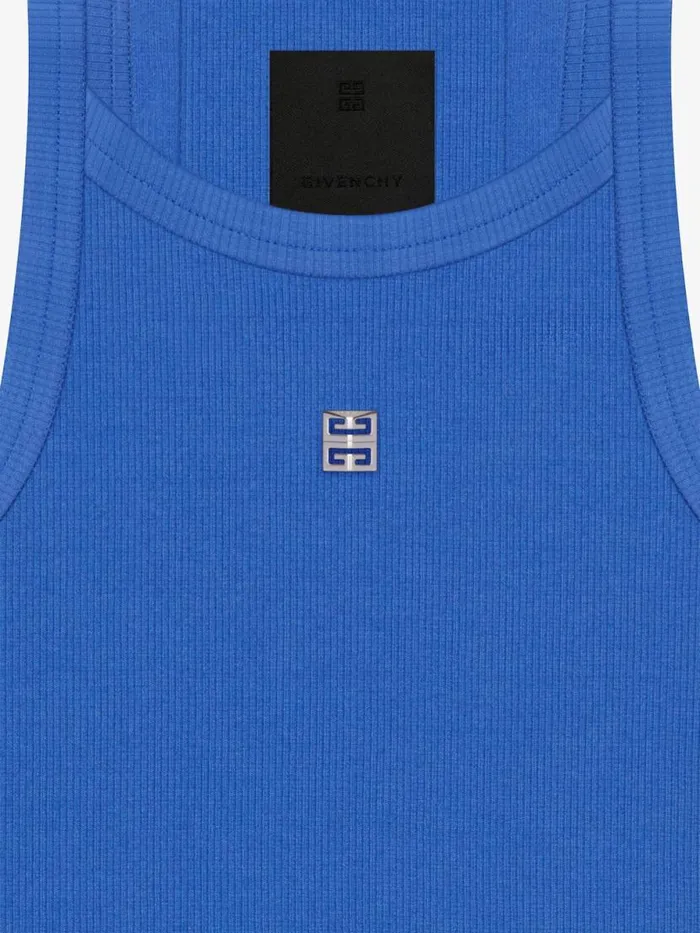Women TShirts Givenchy Cropped Tank Top In Cotton With 4G Detail Iris Purple