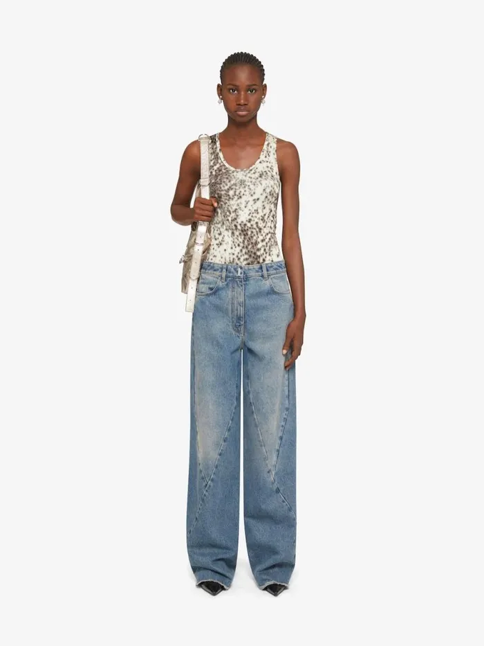 Women TShirts Givenchy Slim Fit Tank Top In Jersey With Snow Leopard Print Naturalbrown Women TShirts Givenchy Slim Fit Tank Top In Jersey With Snow Leopard Print Naturalbrown