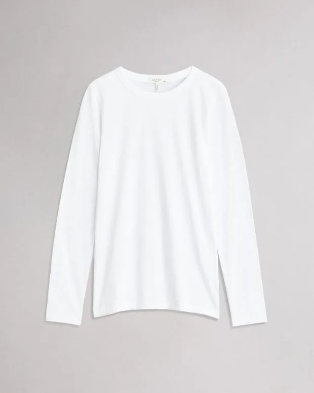 Women TShirts rag and bone The Slub Long Sleeve BlackBright White