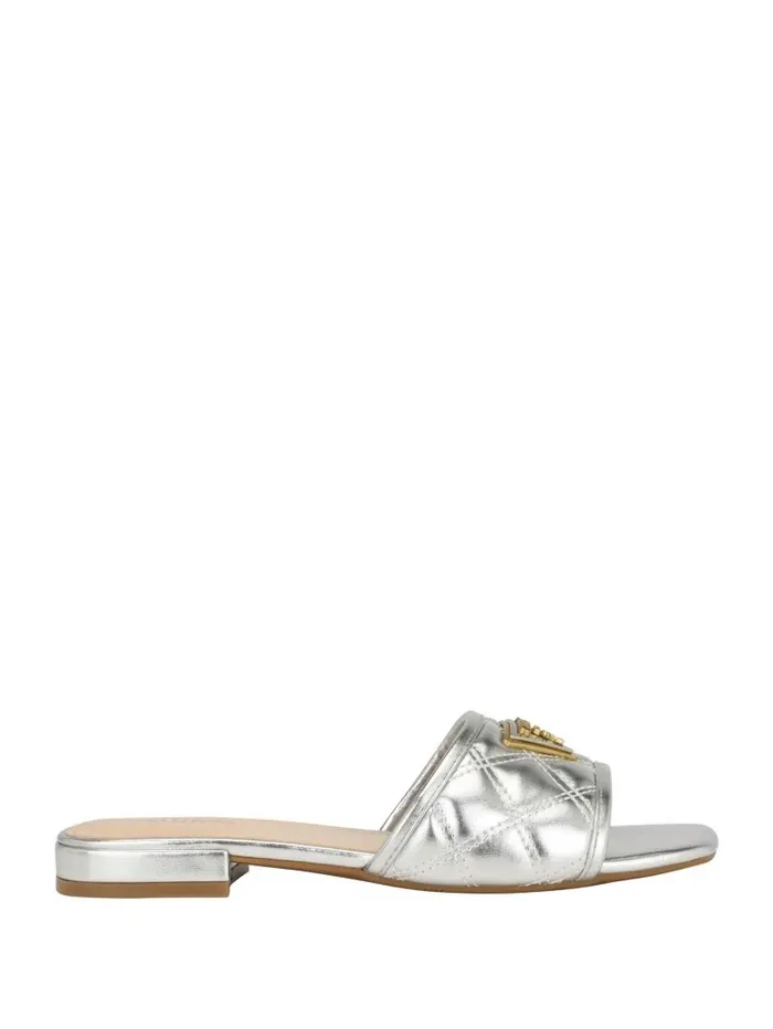 Women Tameli Icon Slide Sandals Silver 040 Sandals GUESS Women Tameli Icon Slide Sandals Silver 040 Sandals GUESS