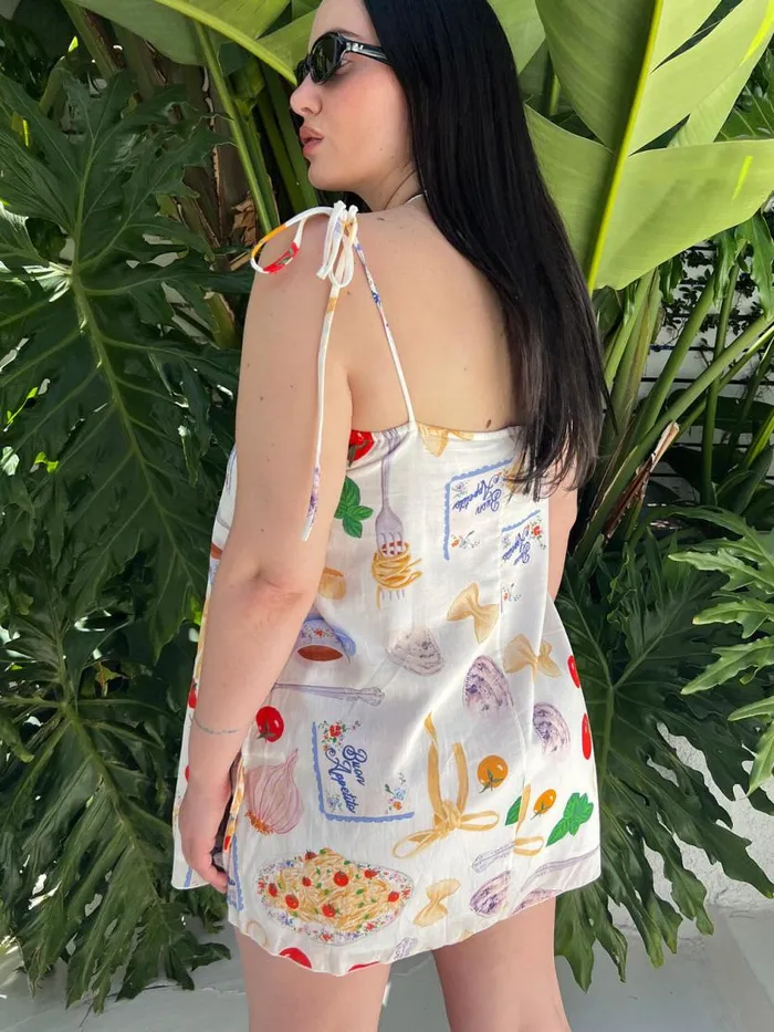 Women Tara Tie Mini Dress Buon Appetito Ivory Lisa Says Gah Dresses
