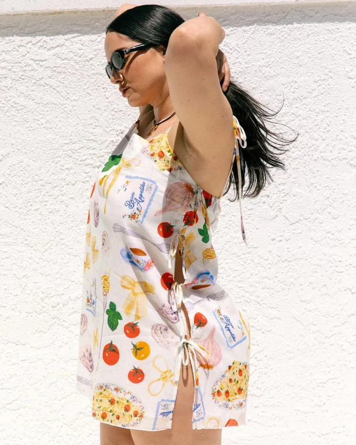 Women Tara Tie Mini Dress Buon Appetito Ivory Lisa Says Gah Dresses