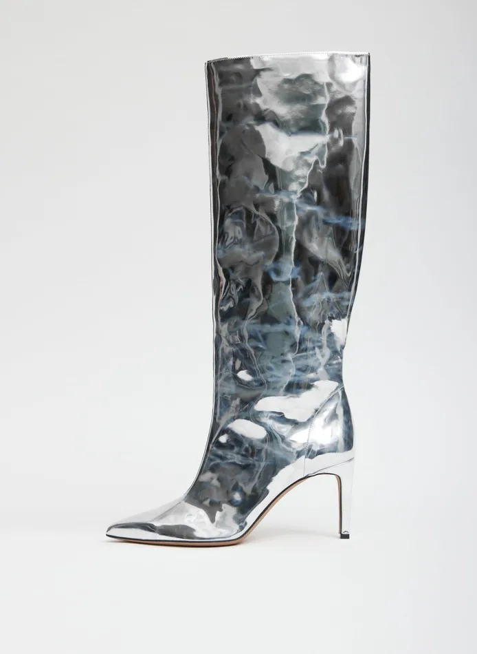 Women Tibi Heels Mats Silver Boot