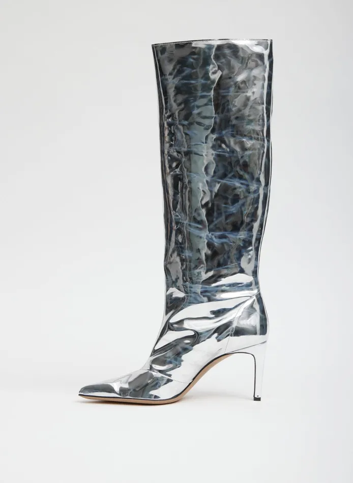 Women Tibi Heels Mats Silver Boot