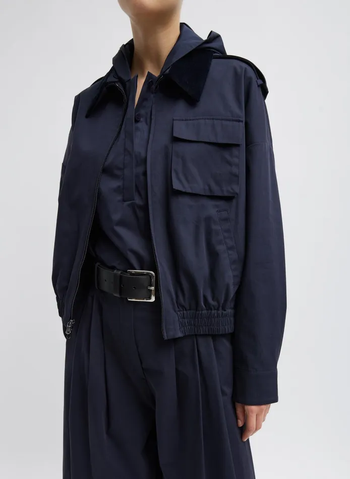Women Tibi Jackets and Outerwear Bio Twill Bomber Jacket With Removable Corduroy Collar