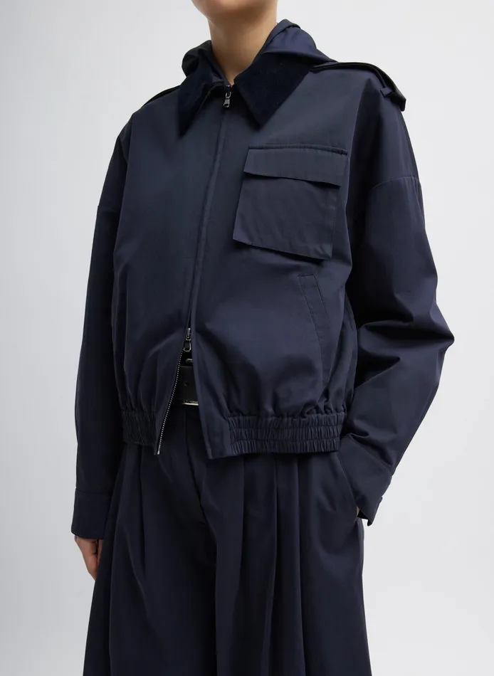 Women Tibi Jackets and Outerwear Bio Twill Bomber Jacket With Removable Corduroy Collar