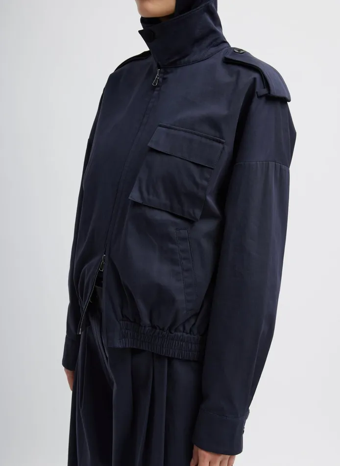 Women Tibi Jackets and Outerwear Bio Twill Bomber Jacket With Removable Corduroy Collar
