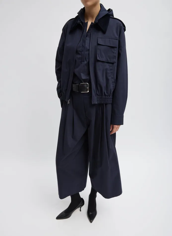 Women Tibi Jackets and Outerwear Bio Twill Bomber Jacket With Removable Corduroy Collar