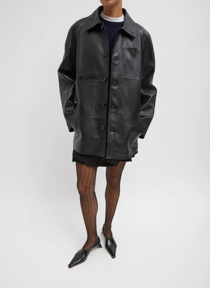 Women Tibi Jackets and Outerwear Leather Carcoat
