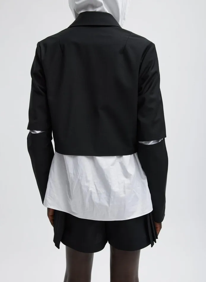 Women Tibi Jackets and Outerwear Tropical Wool Cropped Lean Double Breasted Shirt Jacket