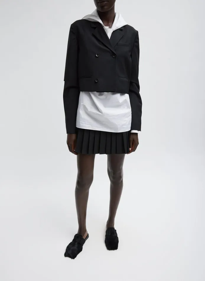 Women Tibi Jackets and Outerwear Tropical Wool Cropped Lean Double Breasted Shirt Jacket