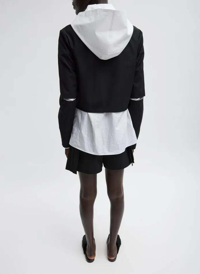 Women Tibi Jackets and Outerwear Tropical Wool Cropped Lean Double Breasted Shirt Jacket