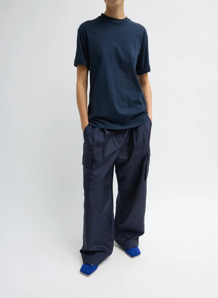 Women Tibi Pants and Shorts Crispy Nylon Stella Pleated Cargo Pant