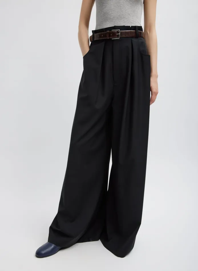 Women Tibi Pants and Shorts Tropical Wool Walker Wide Leg Pant