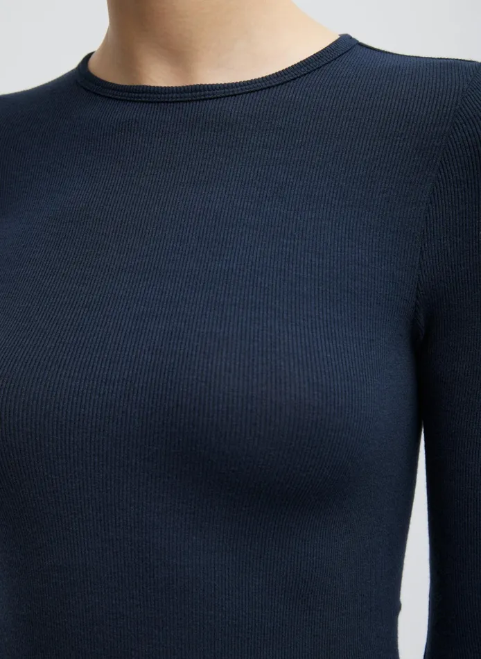 Women Tibi Tops Circular Ribbed Crewneck Pullover TShirt