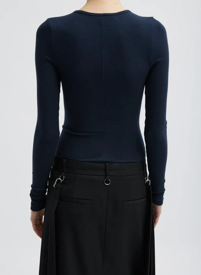 Women Tibi Tops Circular Ribbed Crewneck Pullover TShirt