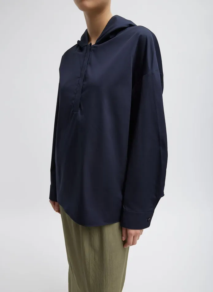 Women Tibi Tops Eco Poplin Hooded Shirt