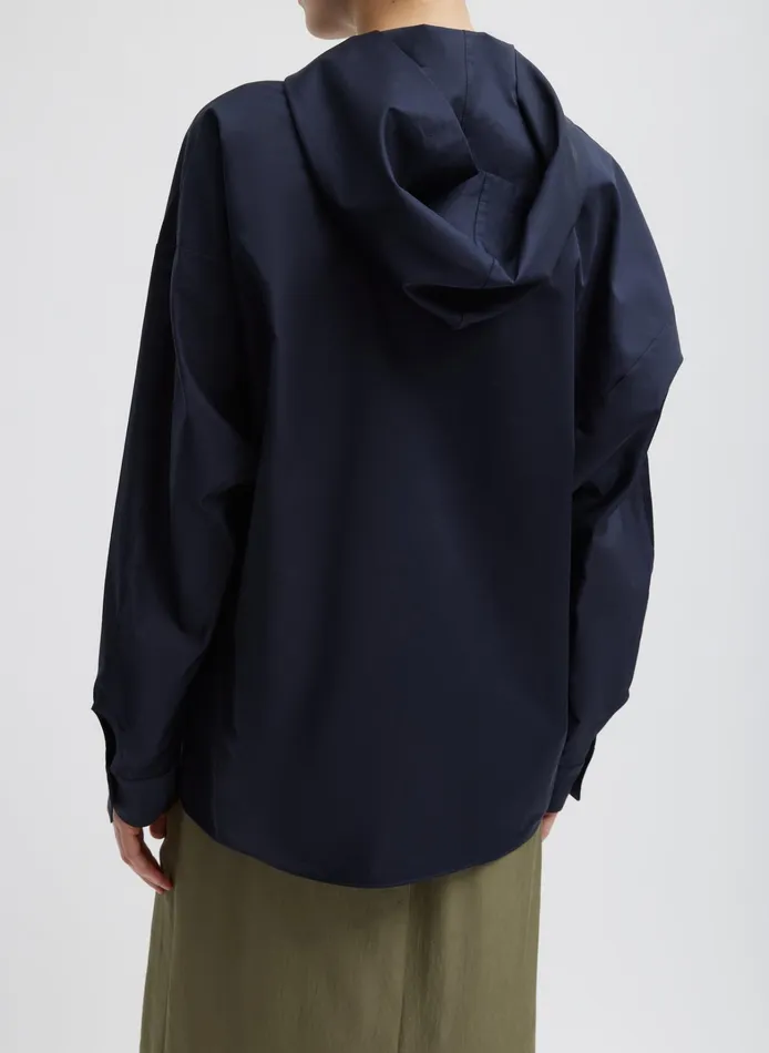Women Tibi Tops Eco Poplin Hooded Shirt