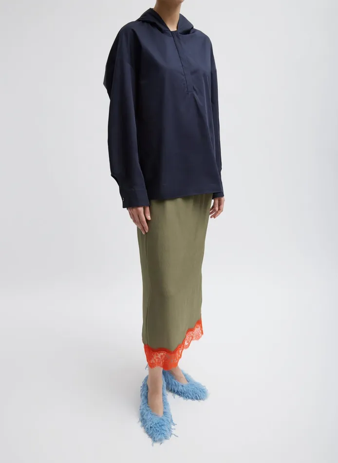 Women Tibi Tops Eco Poplin Hooded Shirt