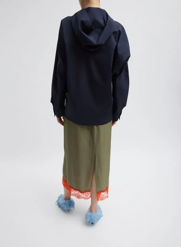 Women Tibi Tops Eco Poplin Hooded Shirt