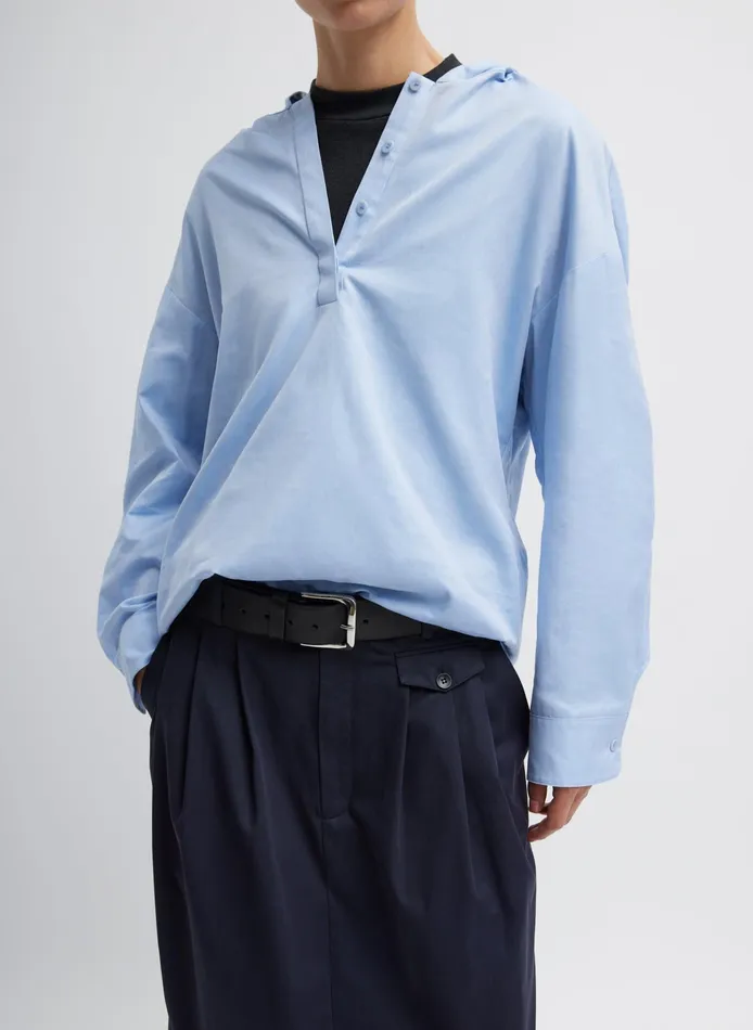 Women Tibi Tops Oxford Shirting Hooded Shirt