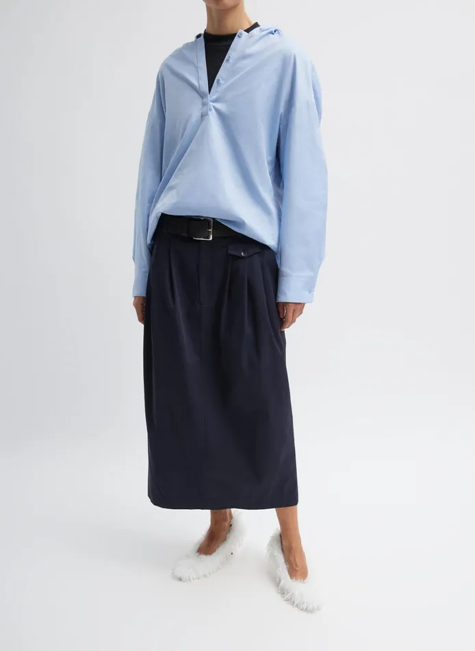 Women Tibi Tops Oxford Shirting Hooded Shirt