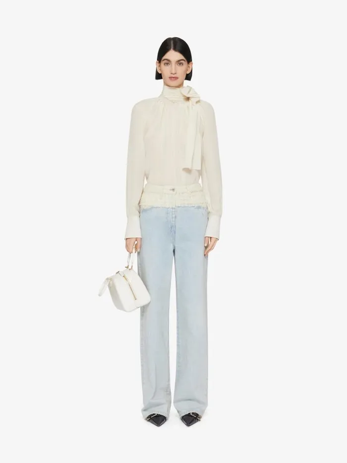 Women Tops and Shirts Givenchy Blouse In Silk With Lavallire Eggshell