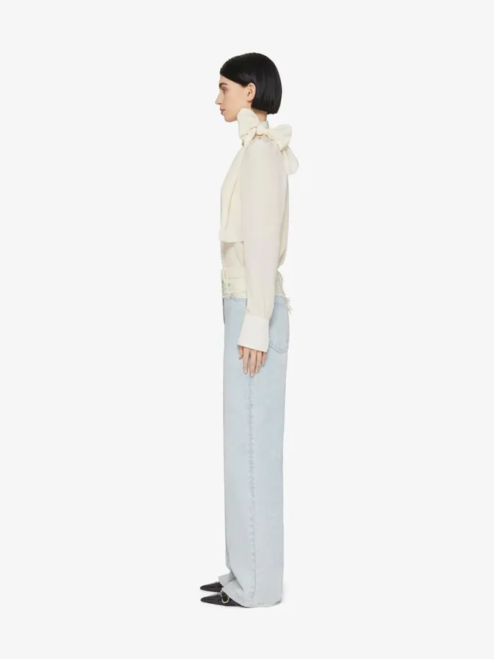 Women Tops and Shirts Givenchy Blouse In Silk With Lavallire Eggshell