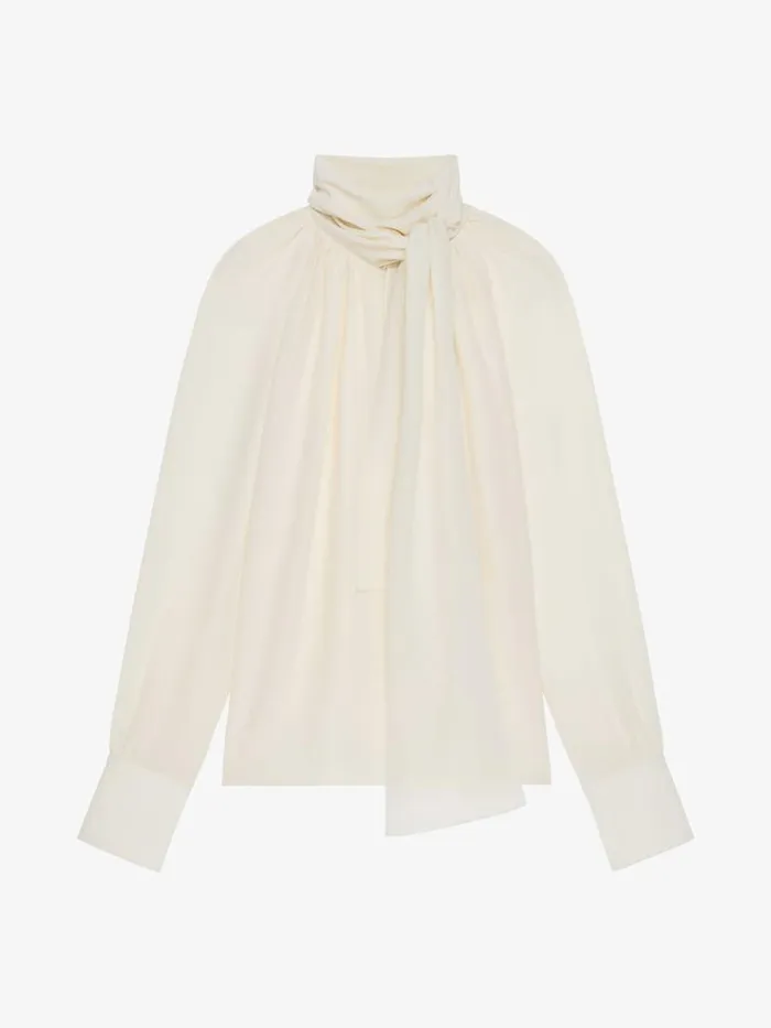 Women Tops and Shirts Givenchy Blouse In Silk With Lavallire Eggshell