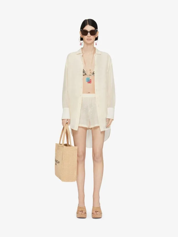 Women Tops and Shirts Givenchy Oversized Shirt In Silk And Linen With Draped Back Ivory Women Tops and Shirts Givenchy Oversized Shirt In Silk And Linen With Draped Back Ivory