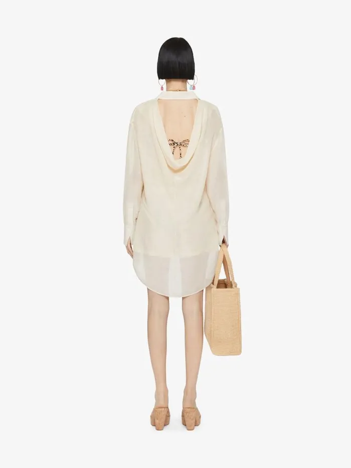Women Tops and Shirts Givenchy Oversized Shirt In Silk And Linen With Draped Back Ivory