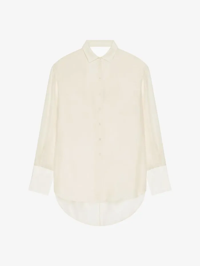Women Tops and Shirts Givenchy Oversized Shirt In Silk And Linen With Draped Back Ivory