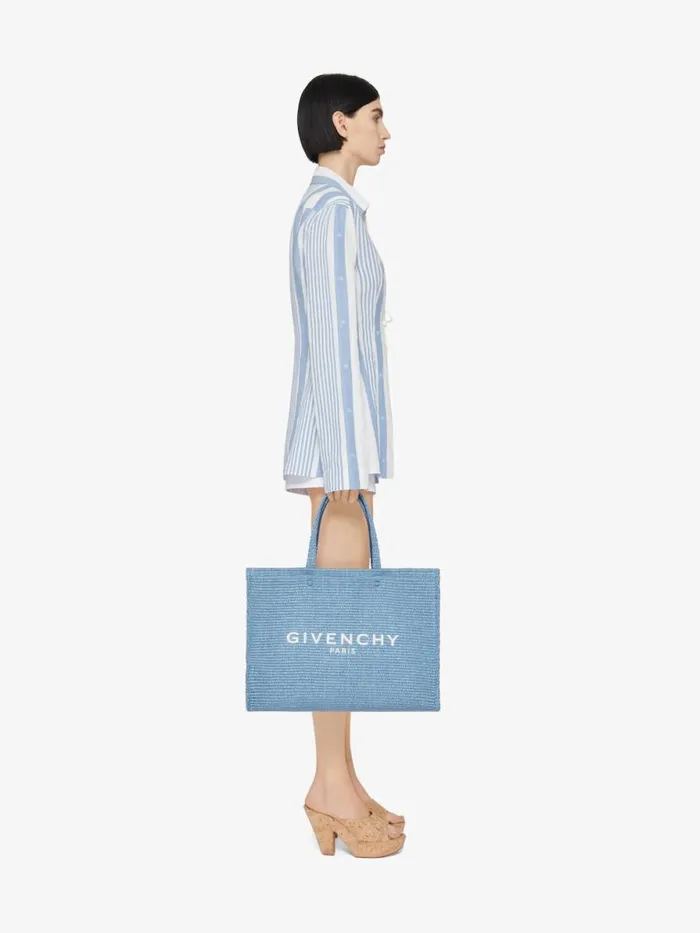 Women Tops and Shirts Givenchy Shirt In Cotton And Linen With 4G Stripes Blueoff White