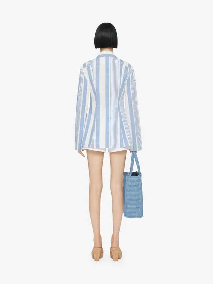 Women Tops and Shirts Givenchy Shirt In Cotton And Linen With 4G Stripes Blueoff White