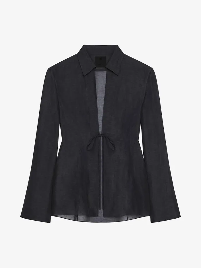 Women Tops and Shirts Givenchy Shirt In Silk And Linen Black