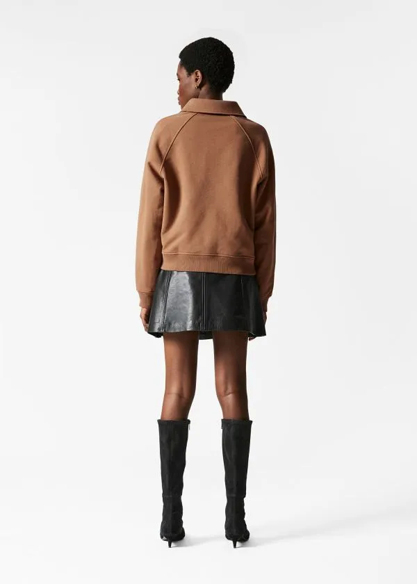 Women Tops and Tshirts and Other Stories Collared Polo Sweatshirt Brown