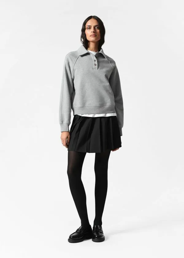 Women Tops and Tshirts and Other Stories Collared Polo Sweatshirt Grey