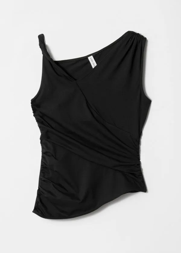 Women Tops and Tshirts and Other Stories Draped Asymmetric Tank Top Black