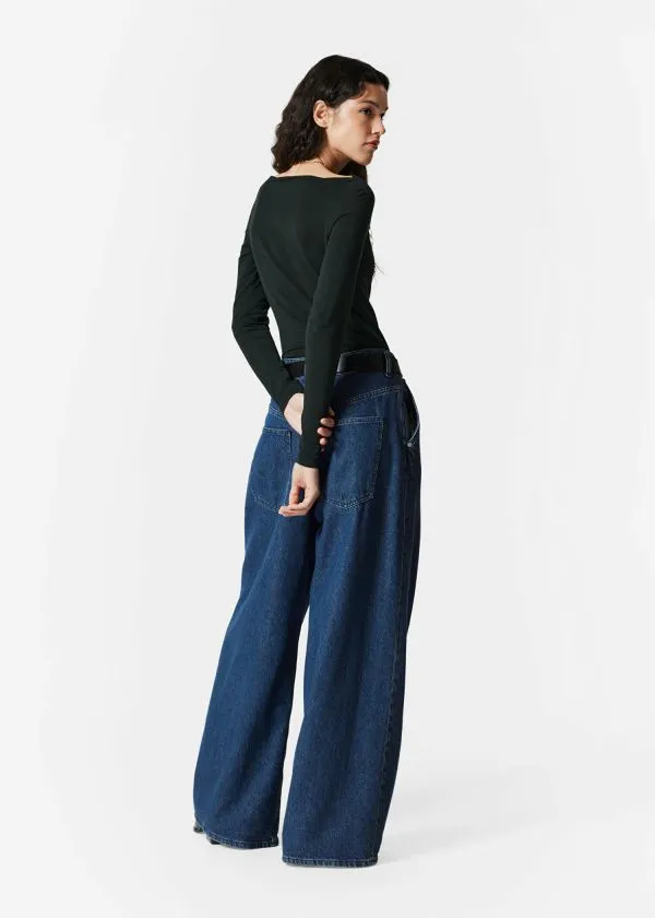 Women Tops and Tshirts and Other Stories Draped Boatneck Top Black