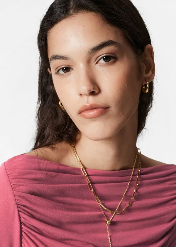 Women Tops and Tshirts and Other Stories Draped Boatneck Top Red