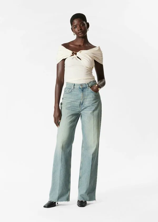 Women Tops and Tshirts and Other Stories Draped OffShoulder Top White