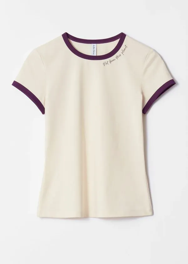 Women Tops and Tshirts and Other Stories Embroidery TShirt Creamandpurple