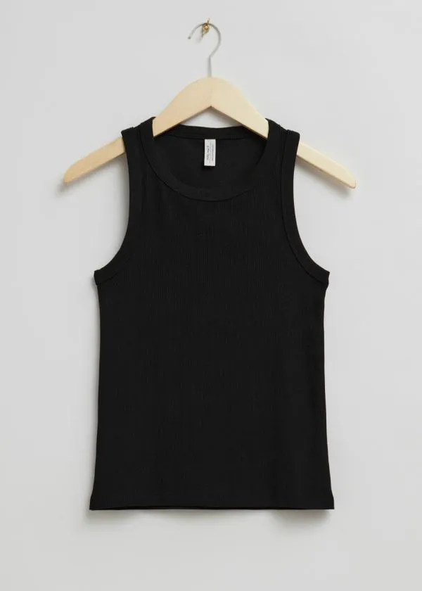 Women Tops and Tshirts and Other Stories Fitted Tank Top Black