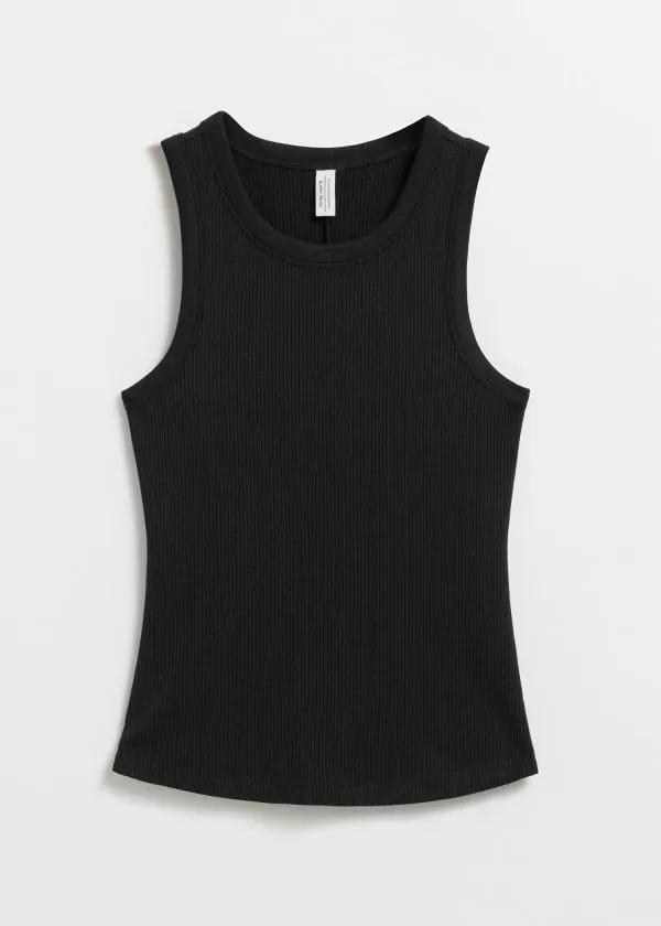 Women Tops and Tshirts and Other Stories Fitted Tank Top Black