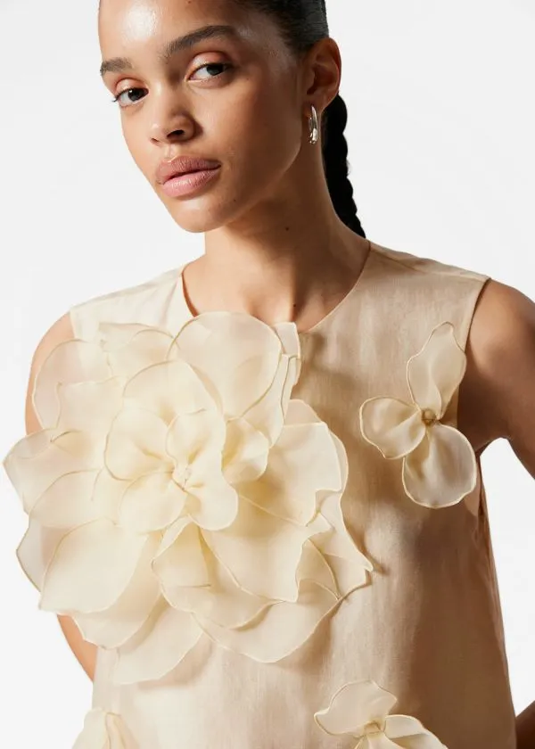 Women Tops and Tshirts and Other Stories FloralAppliqu Top Beige