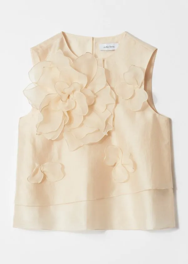 Women Tops and Tshirts and Other Stories FloralAppliqu Top Beige