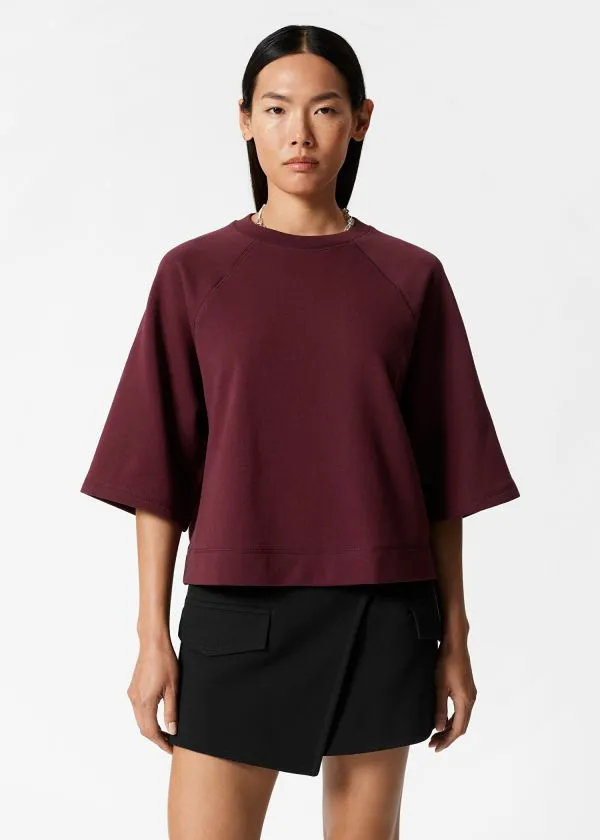Women Tops and Tshirts and Other Stories Jersey Sweater Dark Red