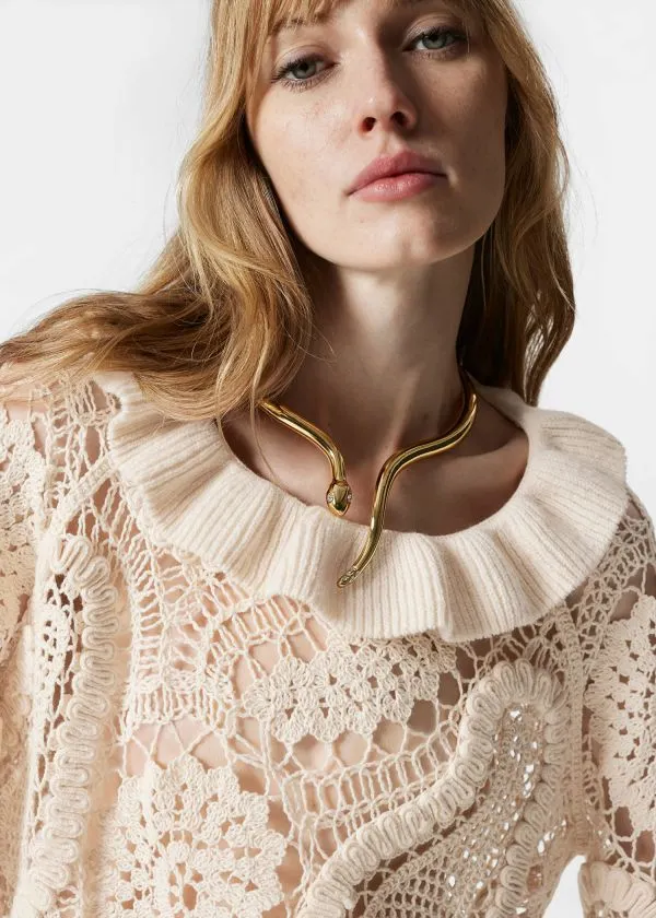 Women Tops and Tshirts and Other Stories PaisleyCrochet Blouse Beige